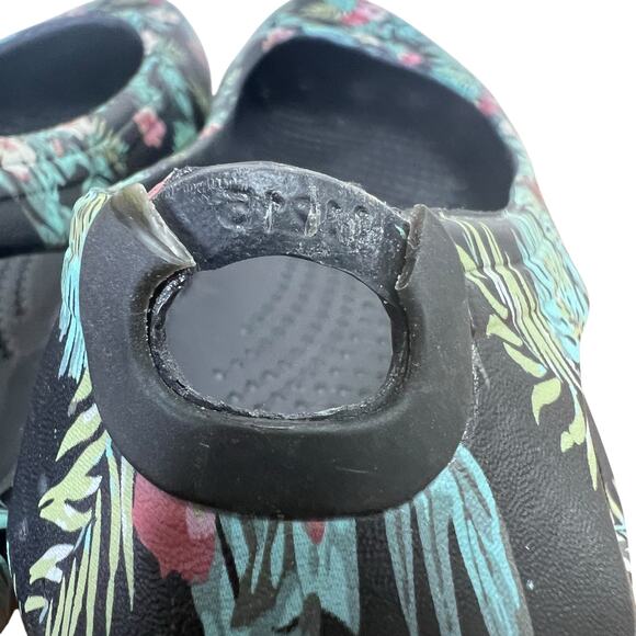 Crocs Kadee Womens Tropical Floral Ballet Flat Slip On Black Green Flowers Sz 7 - Picture 10 of 12